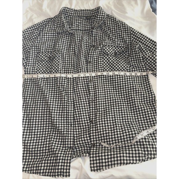 Women’s Flannel Button Down Shirt Eddie Bauer Size Tall XXL Black And White - Picture 3 of 9